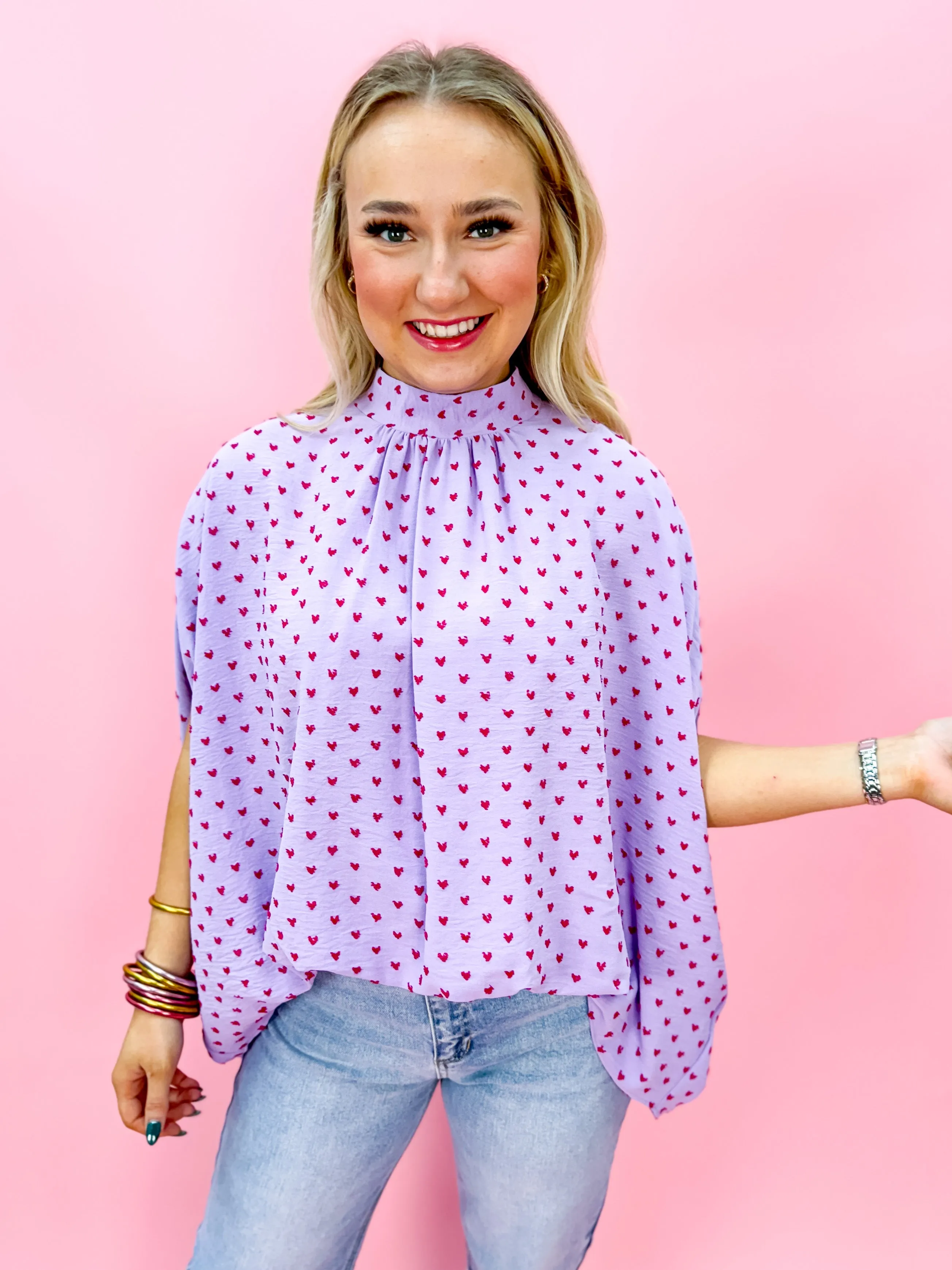 Clip Dot Bow Back Top in Lilac