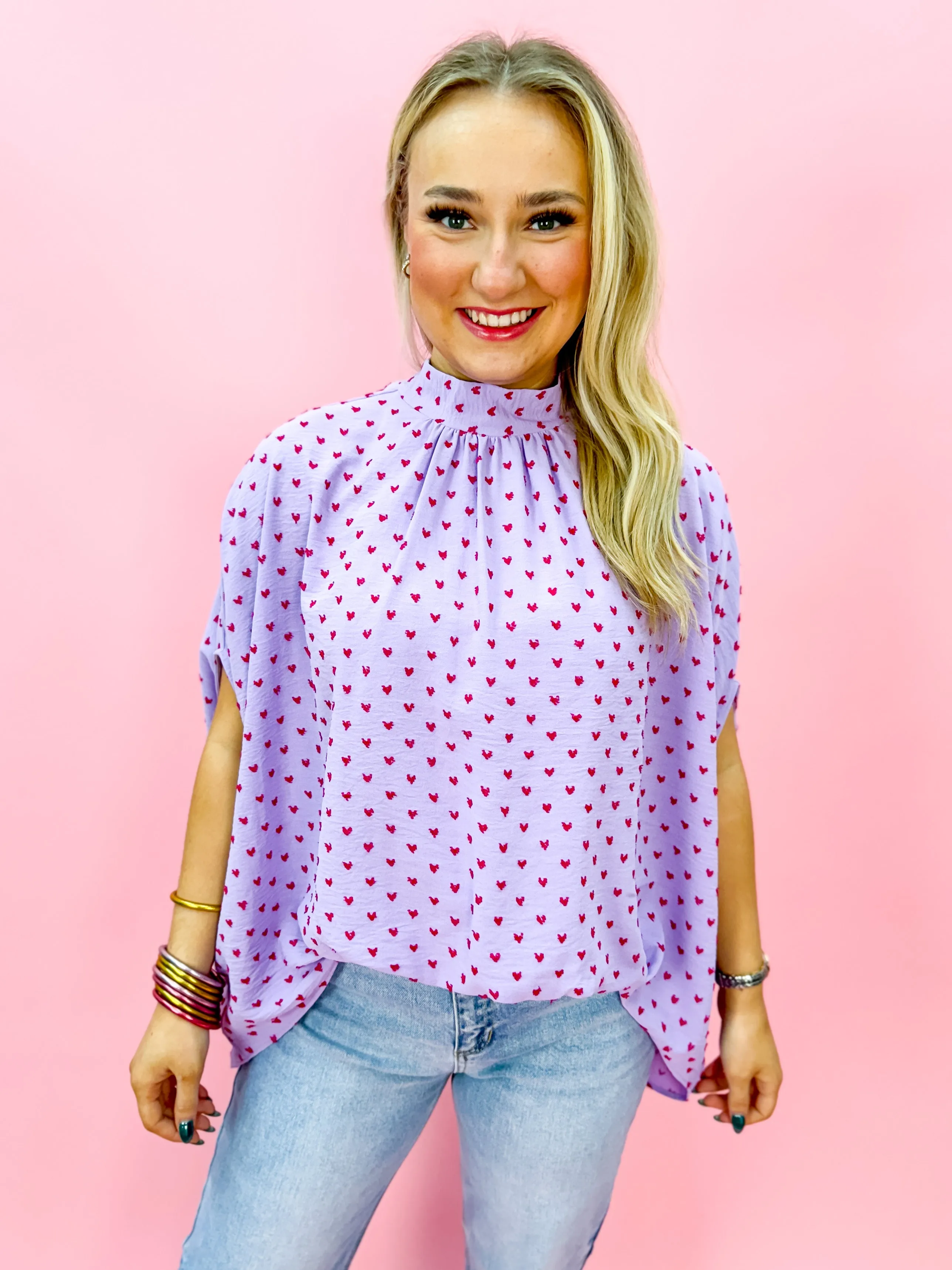 Clip Dot Bow Back Top in Lilac