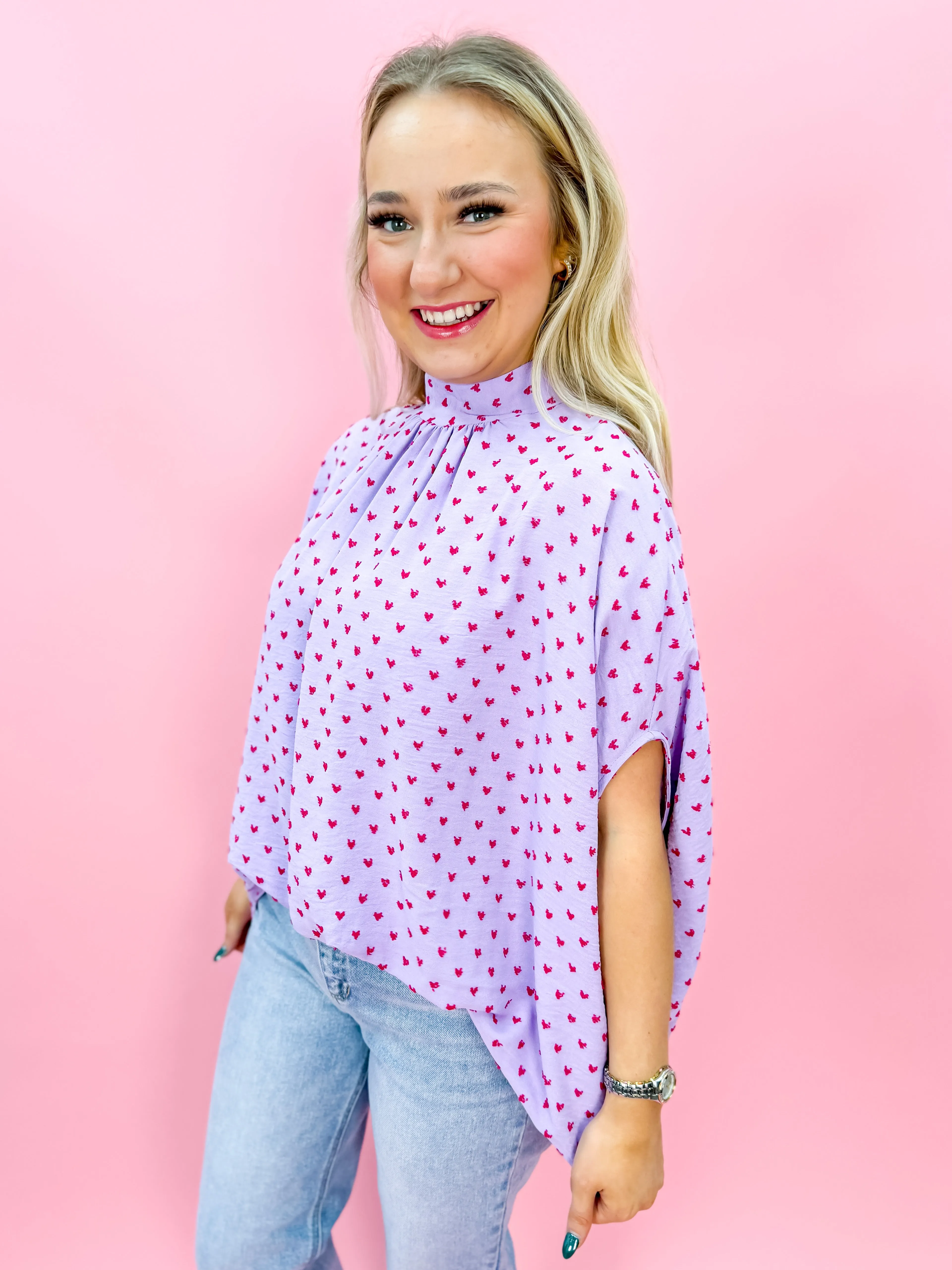 Clip Dot Bow Back Top in Lilac