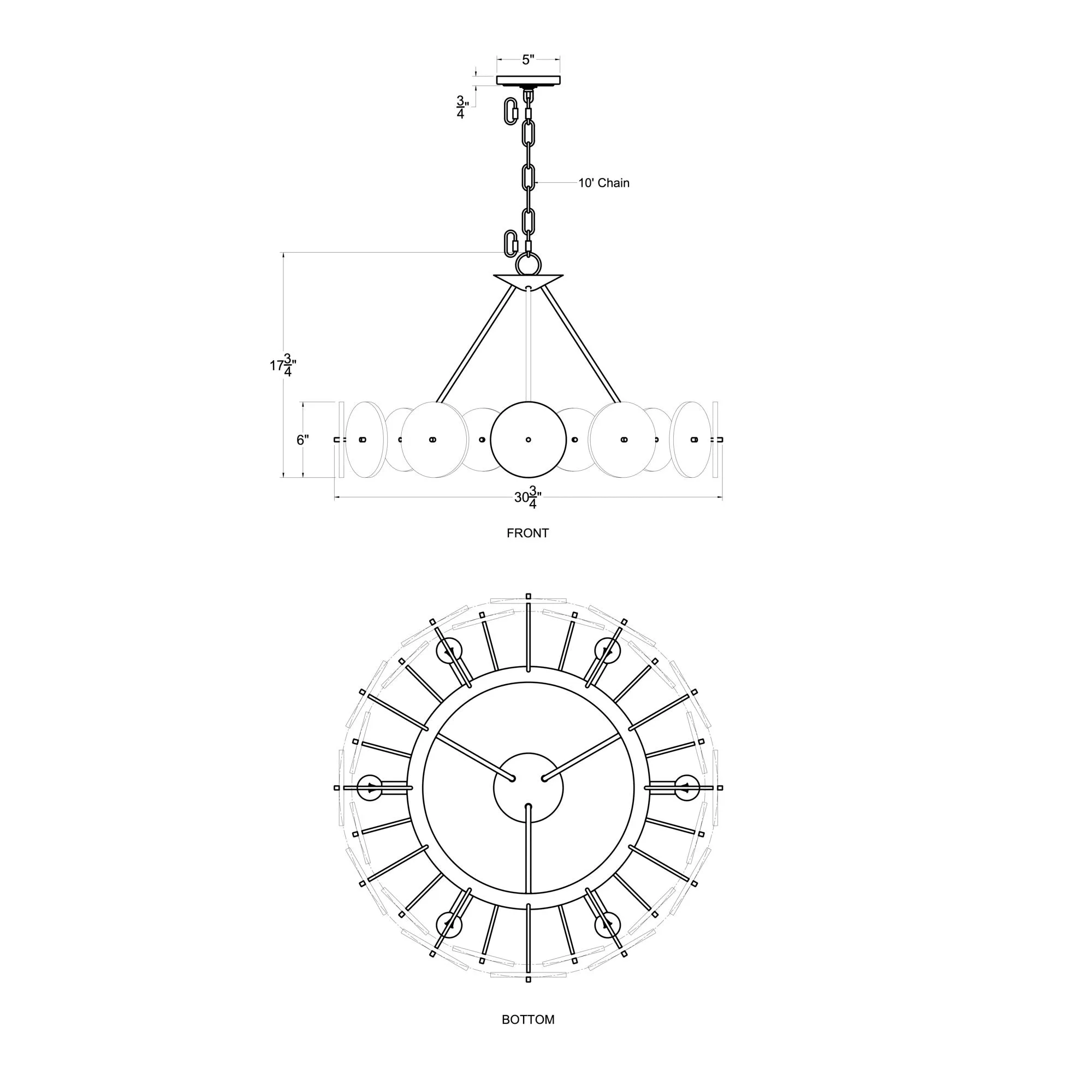 Cosmos 370C06MB 6-Light Chandelier - Matte Black