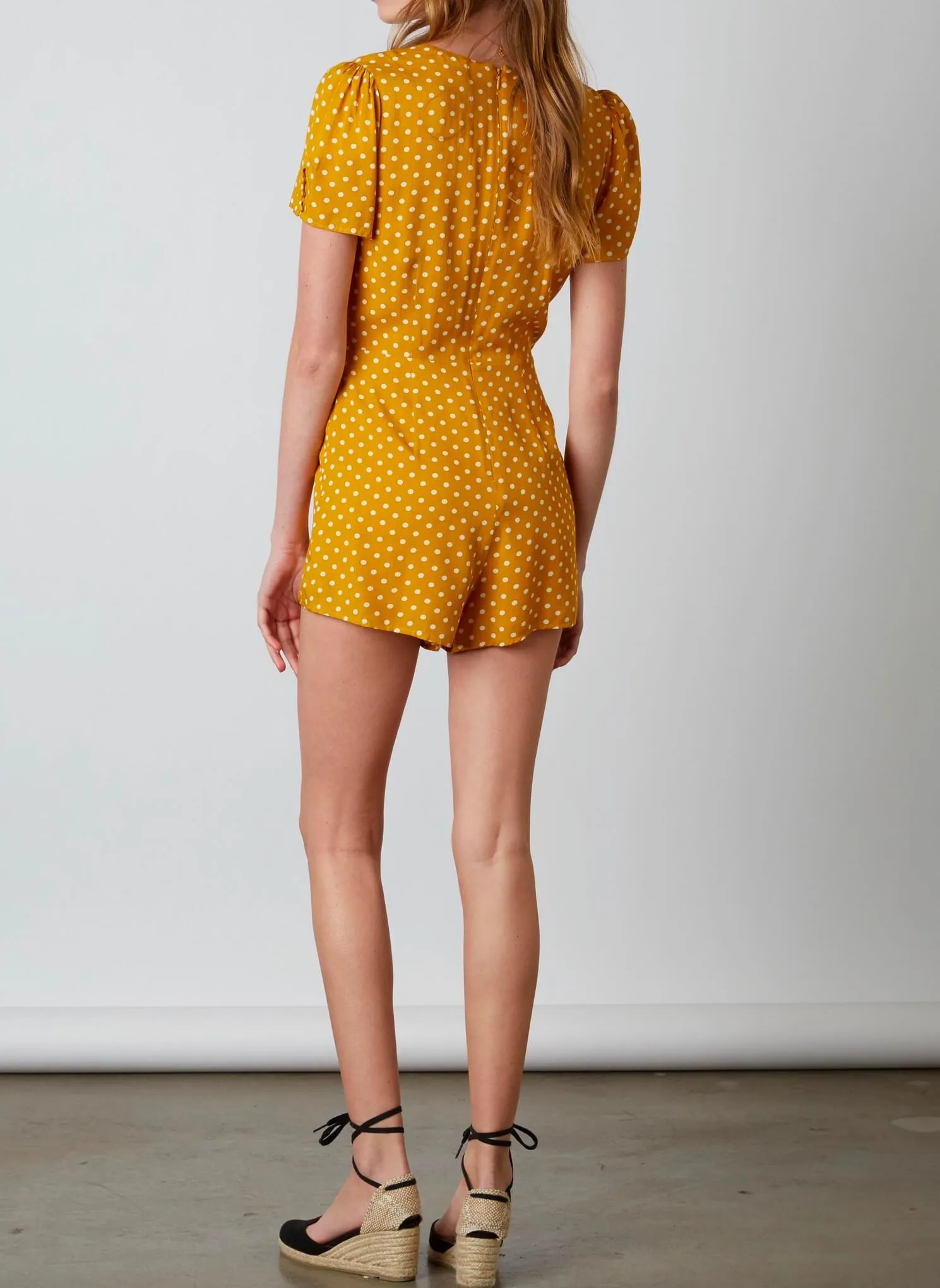 Cotton Candy LA - Shoreditch Polka Dot Romper - mustard/white