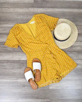 Cotton Candy LA - Shoreditch Polka Dot Romper - mustard/white