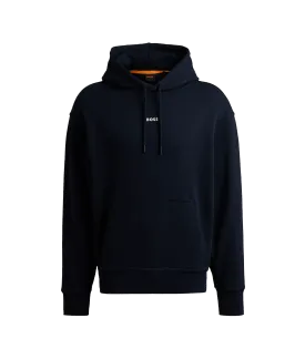 Cotton-terry Hoodie With Contrast Logo - Navy