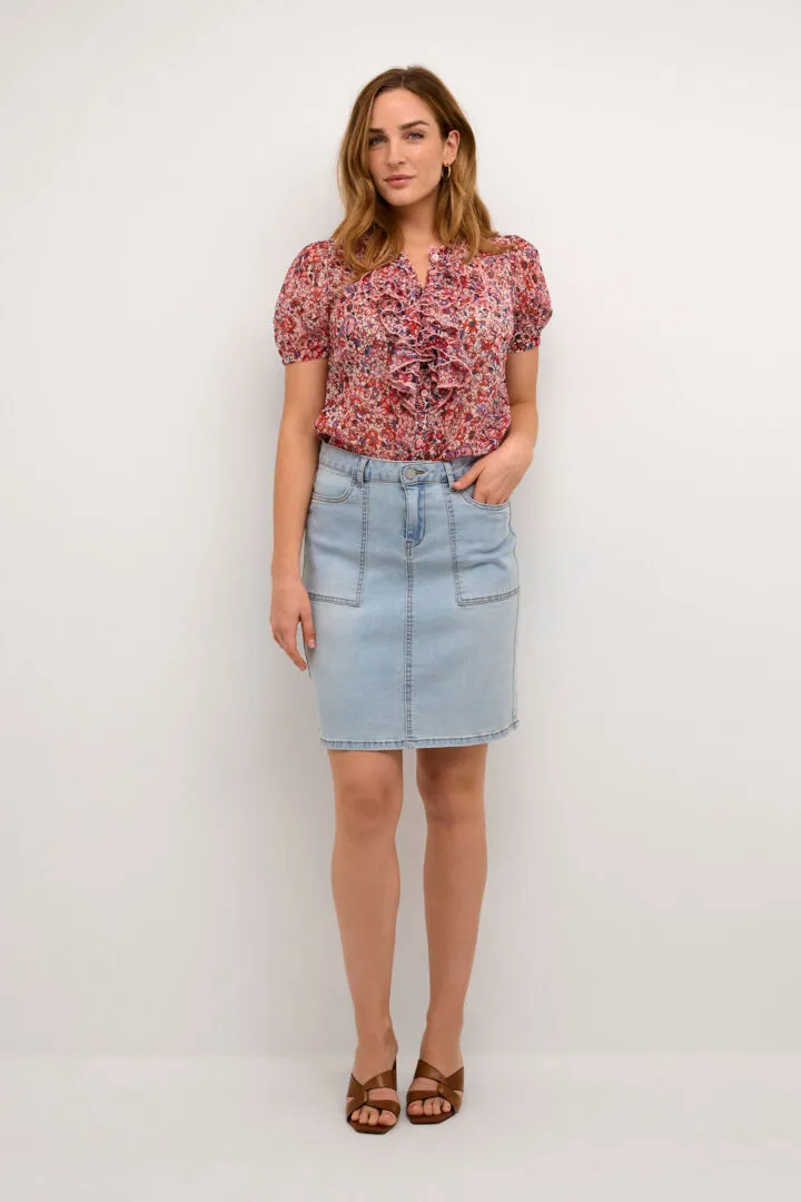 Cream Zelina Denim Skirt