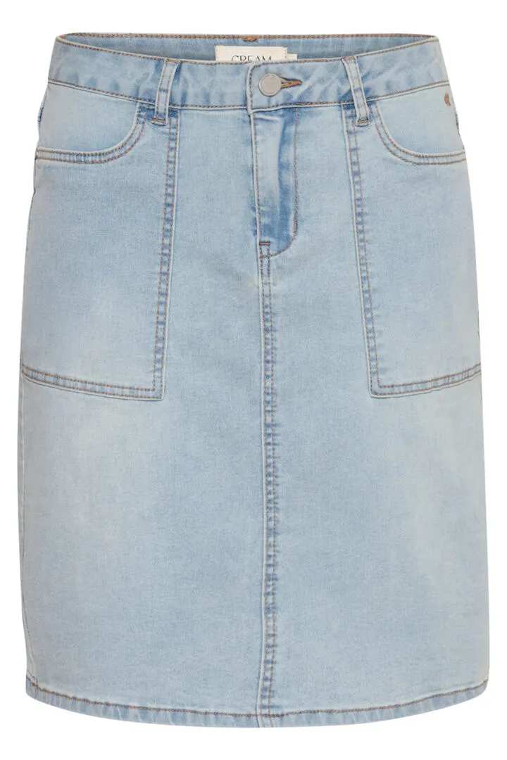 Cream Zelina Denim Skirt