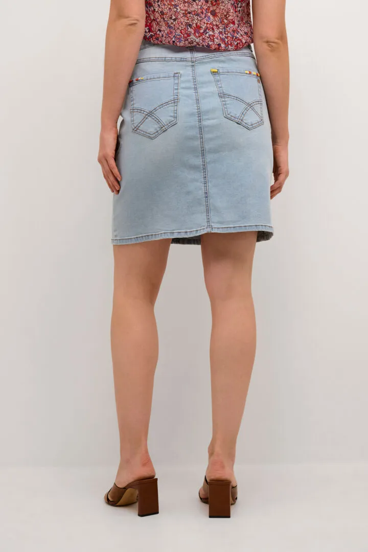 Cream Zelina Denim Skirt