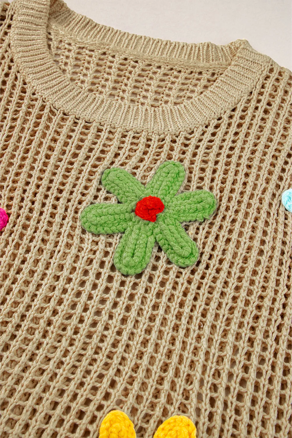 Crochet Flower Hollow-out Sweater T Shirt