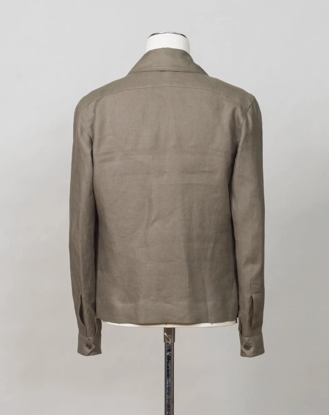 De Petrillo Linen Bomber Jacket / Khaki Green