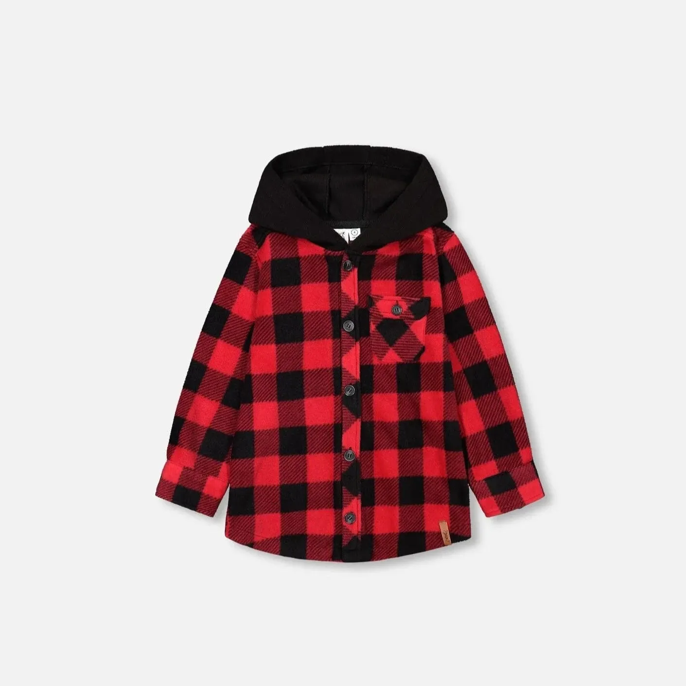 Deux Par Deux Polar Lumberjack Hooded Shirt - Red