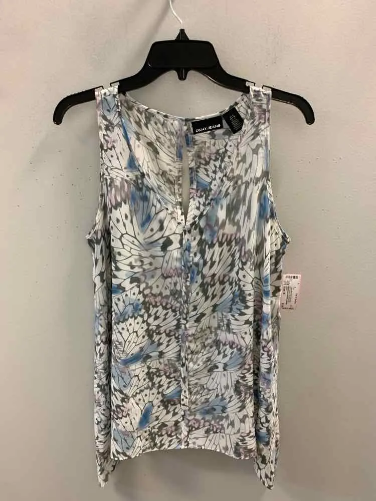 DKNY Tops Size M WHT/GRAY/BLU/LAV BUTTERFLY SLEEVELESS TOP