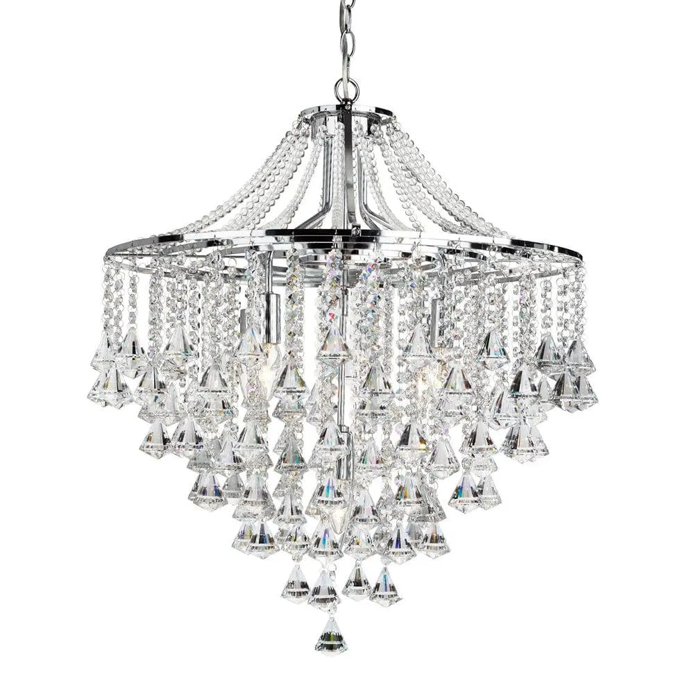 Dorchester 5 Light Chrome & Crystal Pendant Ceiling Light