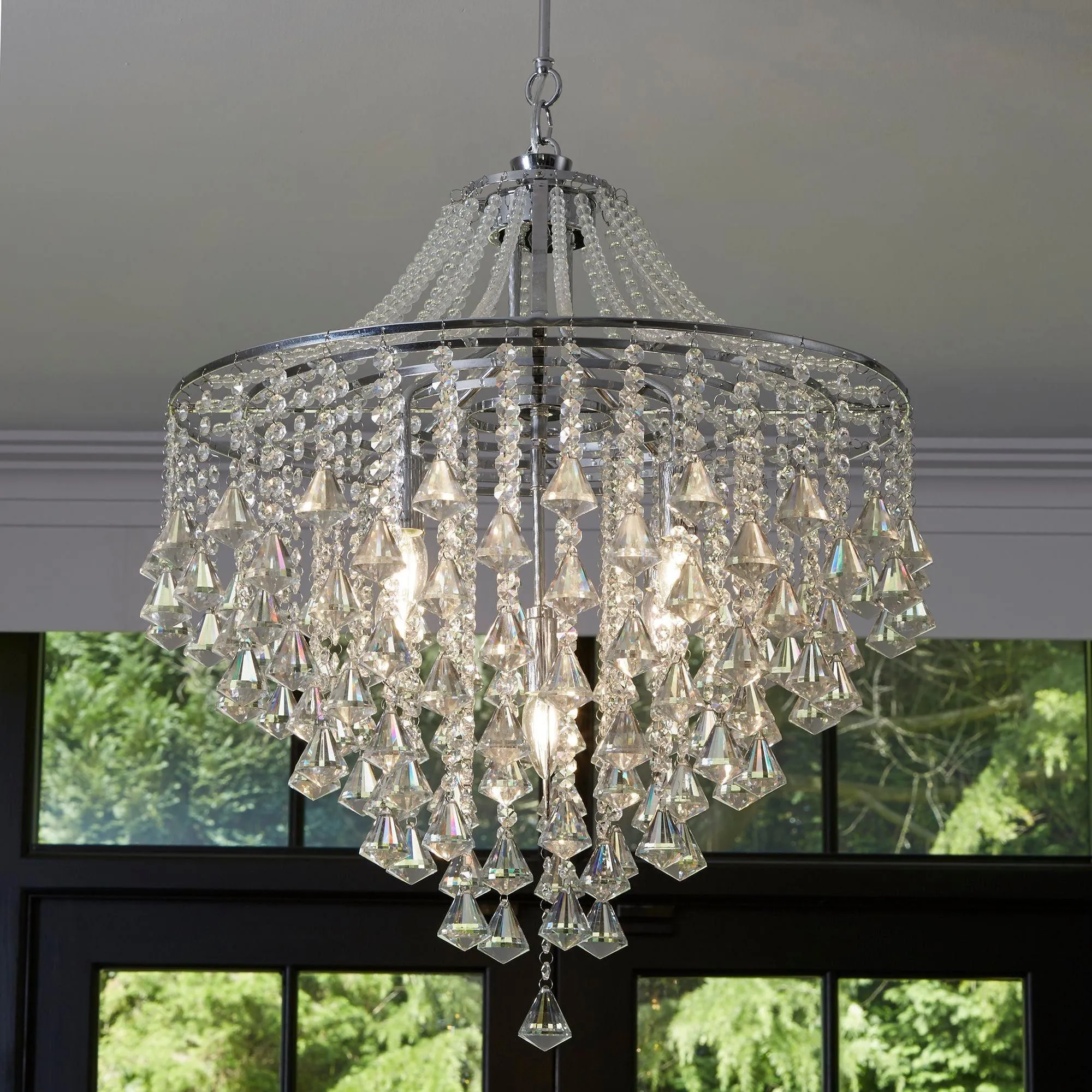 Dorchester 5 Light Chrome & Crystal Pendant Ceiling Light