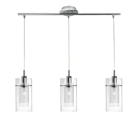 Duo I Chrome & Double Glass 3 Light Bar Ceiling Pendant