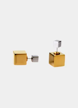 Earrings | Cubes | Two Tone | Sterling Silver