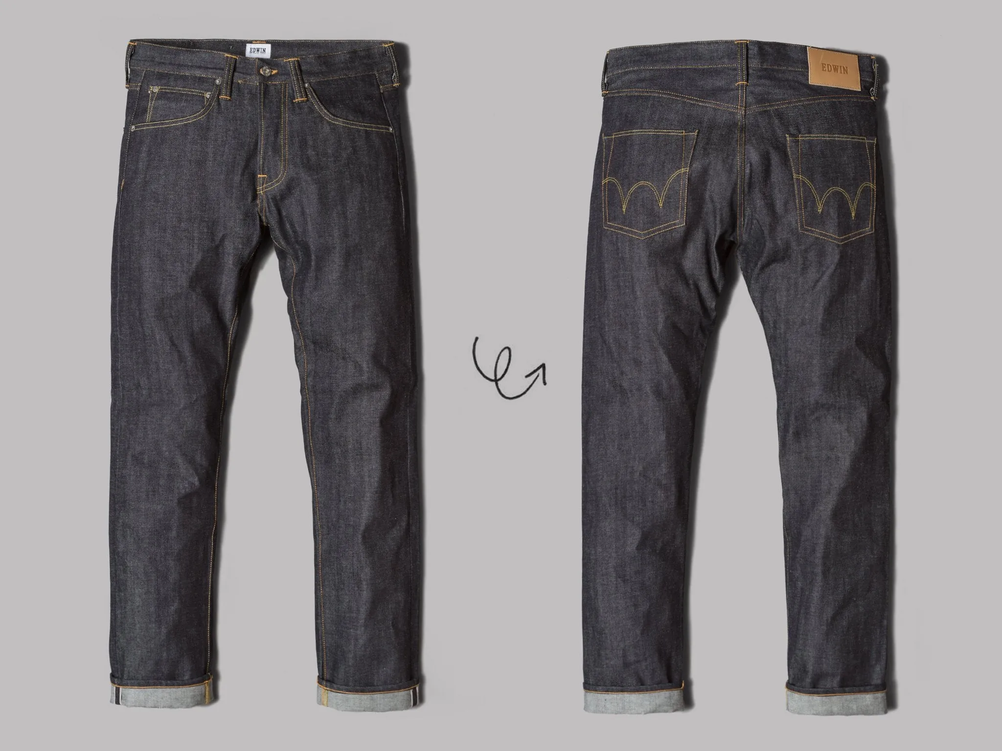 Edwin ED-55 Relaxed Tapered Jeans (Dry 14oz Red Selvage Denim Blue Rinsed)