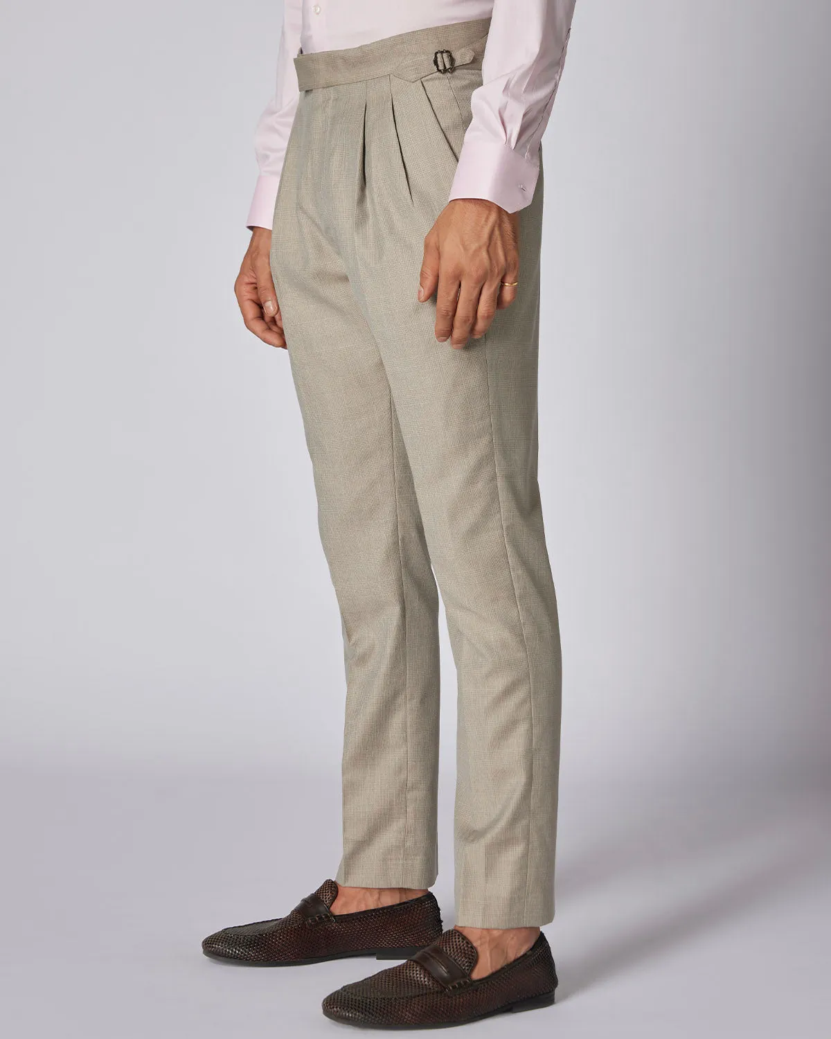 Empyrean Checked Neapolitan Dress Pants - Beige