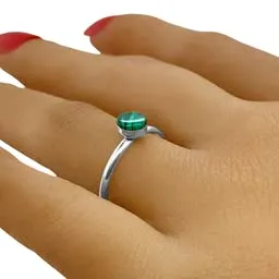 Genuine Malachite Ring, Sterling Silver, Authentic Navajo Native American USA Handmade, Nickel Free