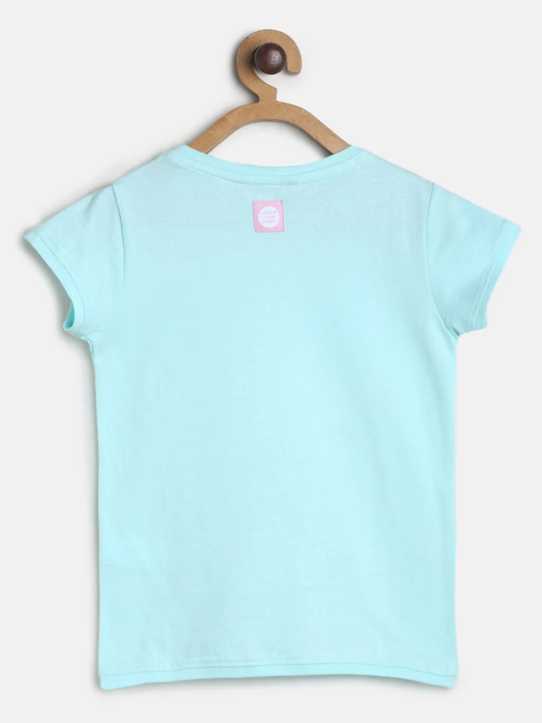 Girls Sky Blue Printed T-shirt