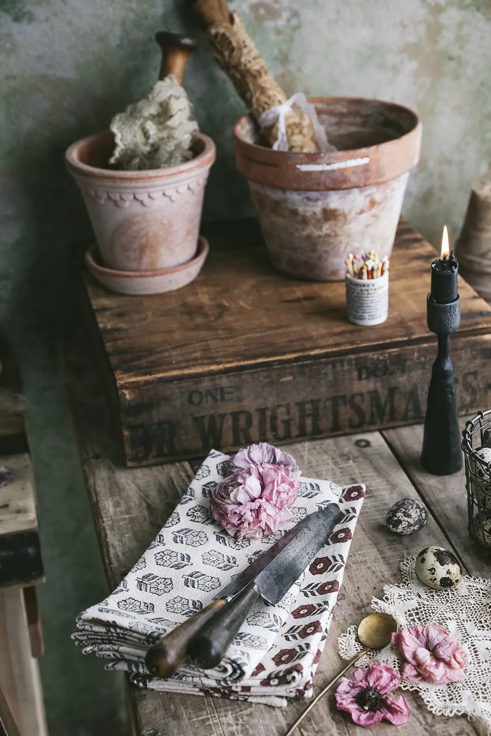 Hand Block-Printed Floral Napkins