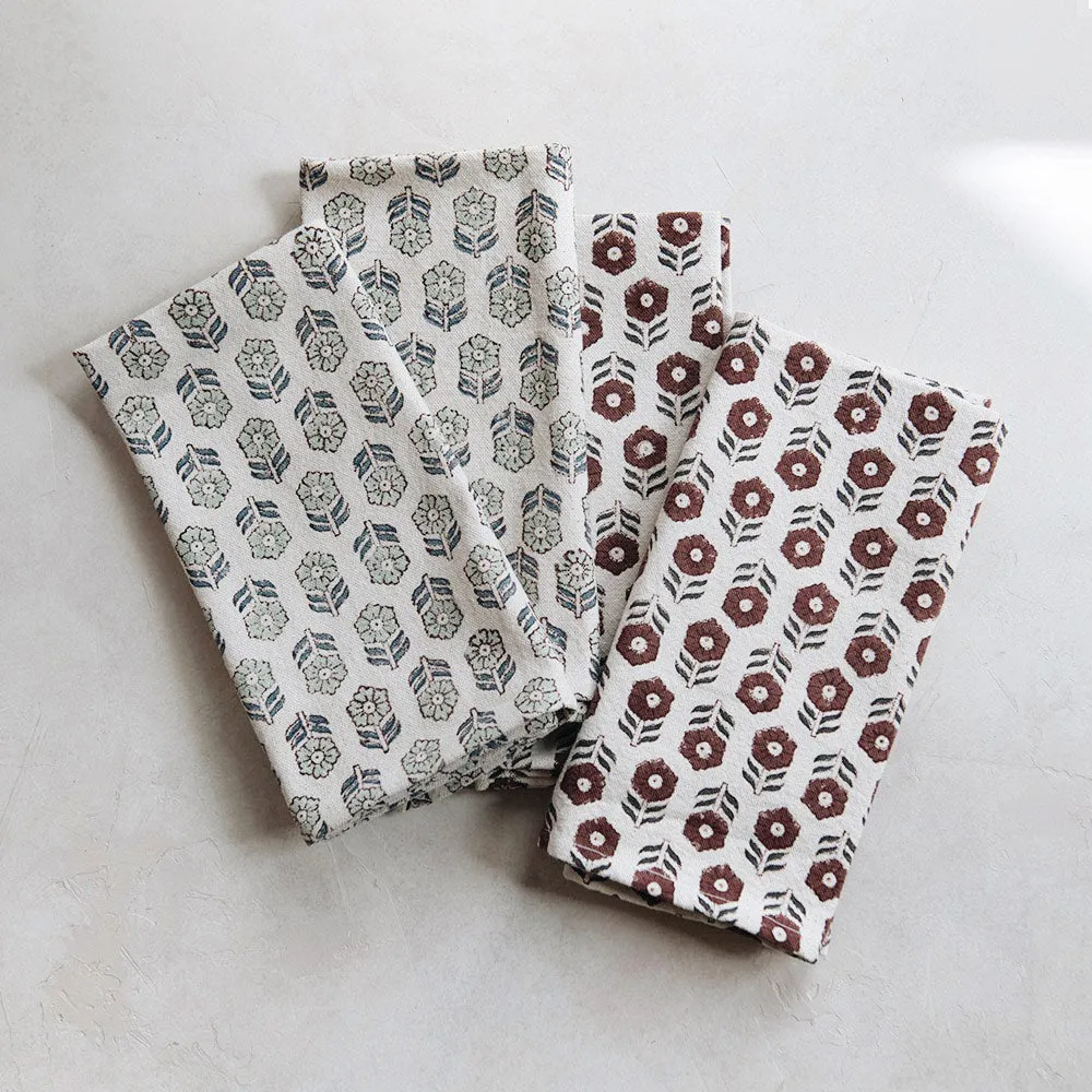 Hand Block-Printed Floral Napkins