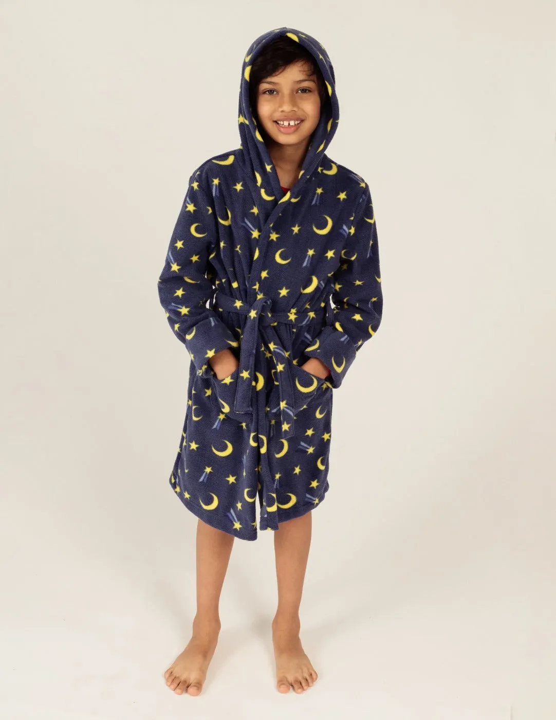 Kids Fleece Hooded Moon Robe