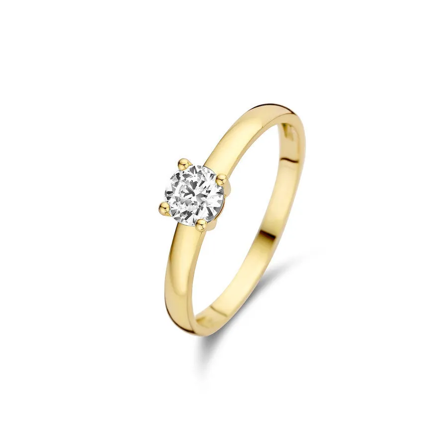 Le Marais Soleil 14 karat gold ring with zirconia stone