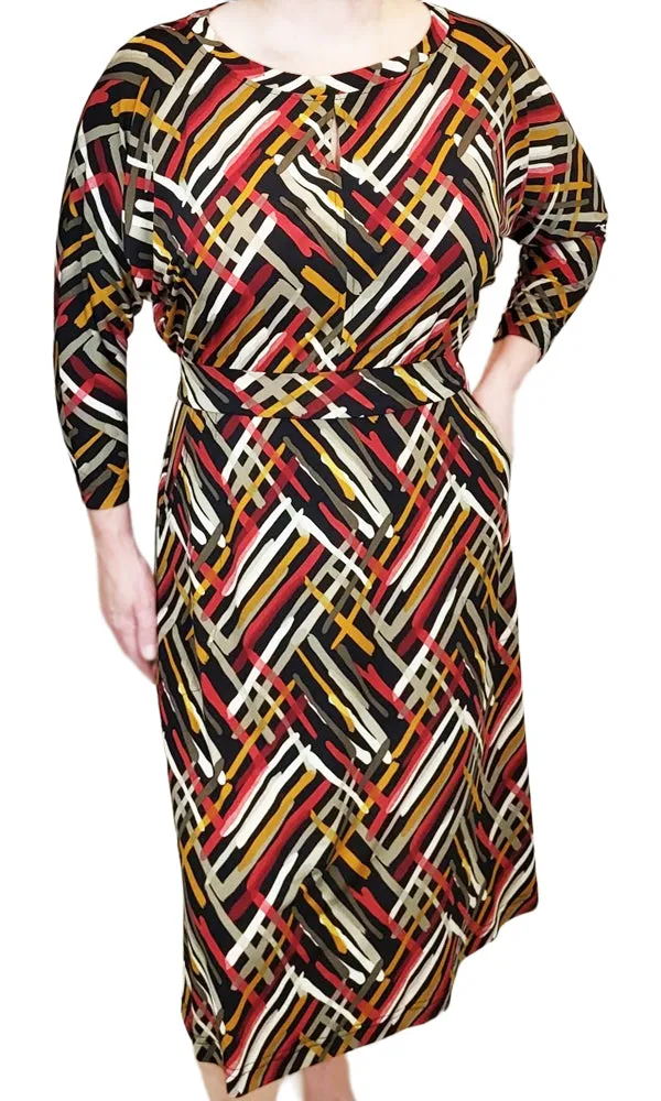 LEIGH BrushStroke Slouch Dress in BLACK