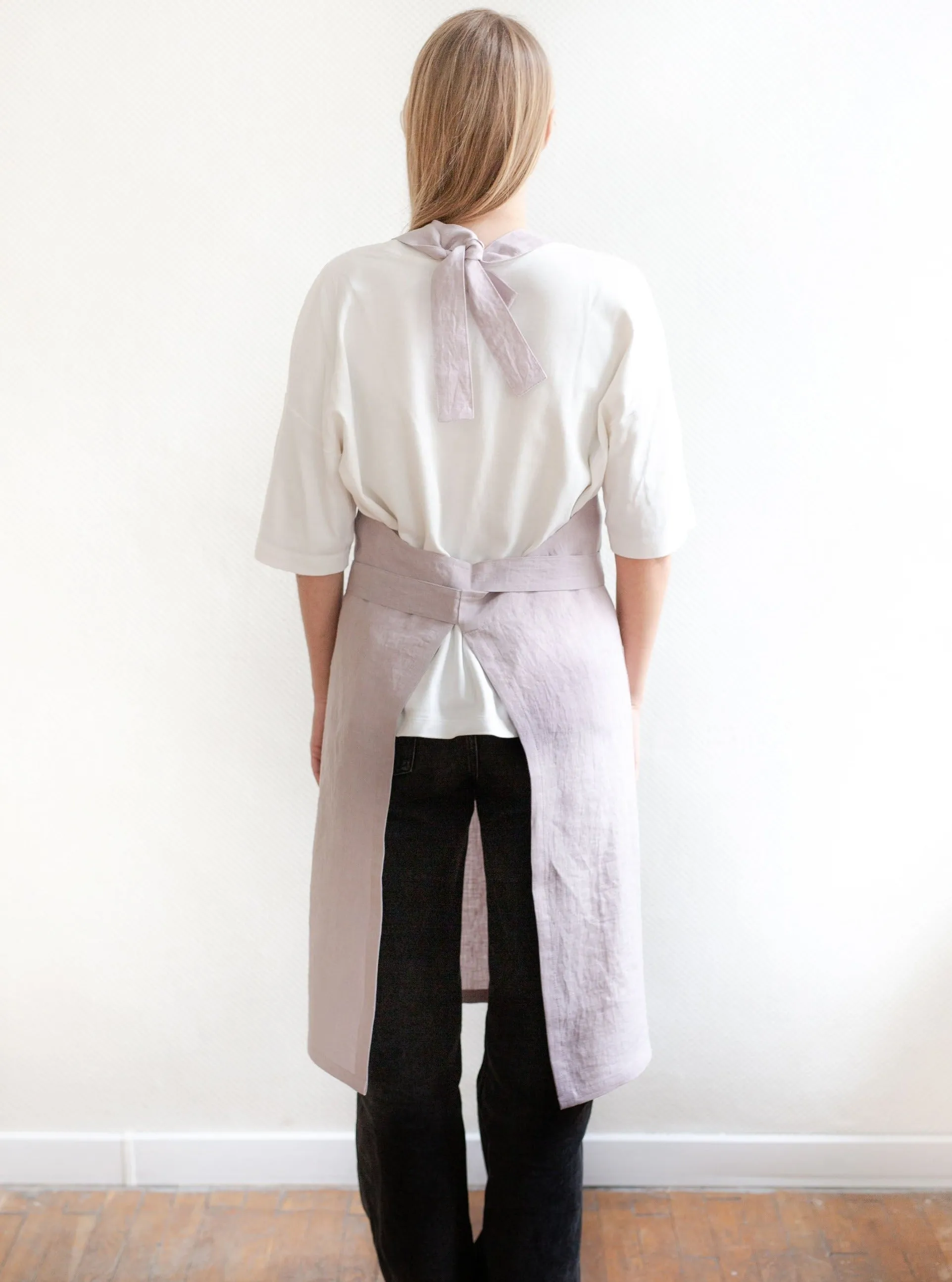 Linen Bib Apron - Dusty Rose