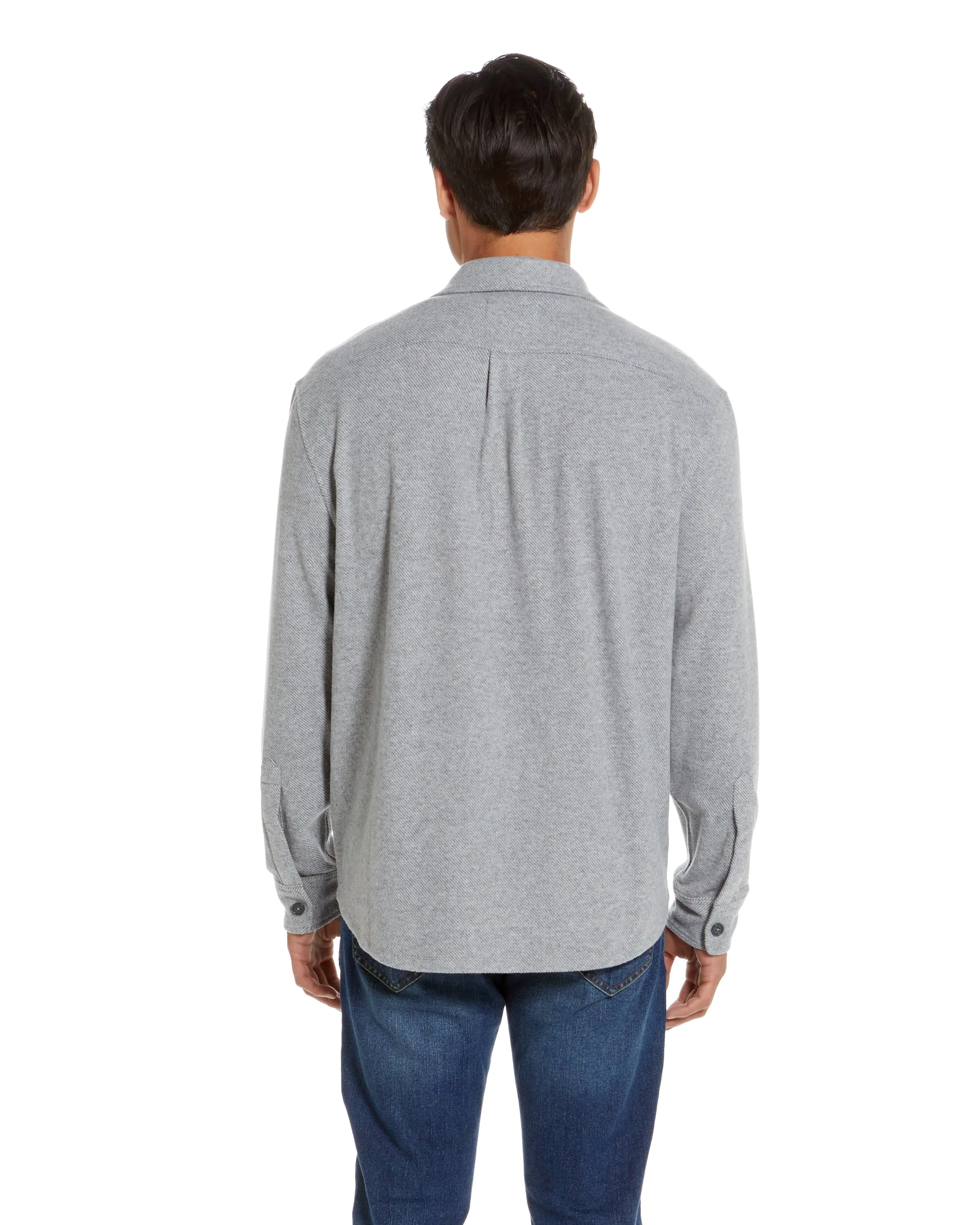 Long Sleeve Light Heather Grey Flannel Shirt Combo Layering Piece with Magnetic Closures