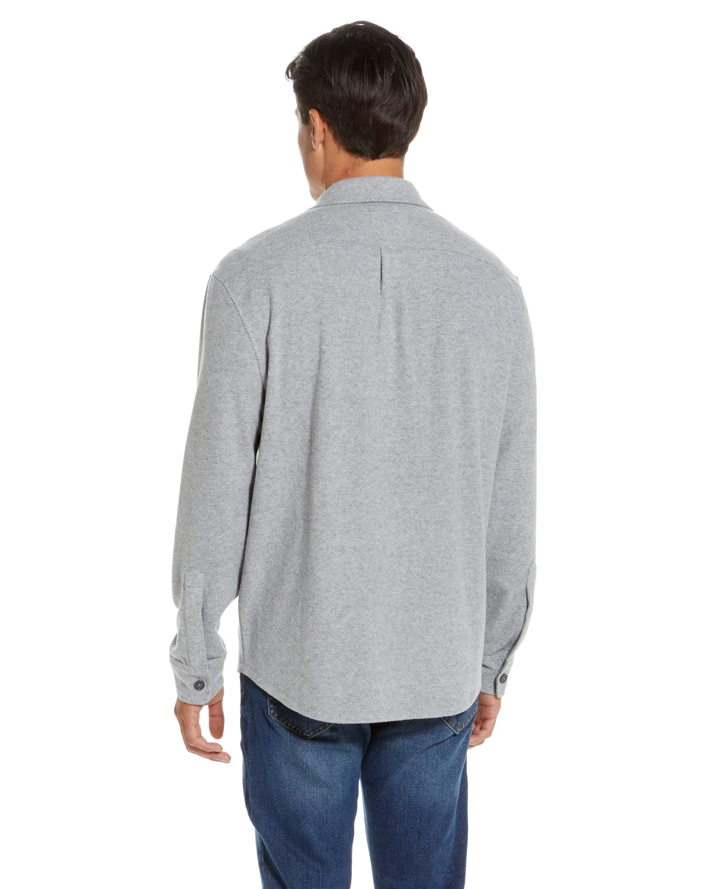 Long Sleeve Light Heather Grey Flannel Shirt Combo Layering Piece with Magnetic Closures