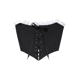 Luella Corset Black Canvas with Broderie Trim