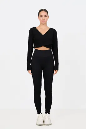 Luna Sculpt Seamless Highwaisted Rib Legging - Black