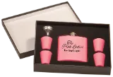 Matte Pink Flask Set in Black Presentation Box