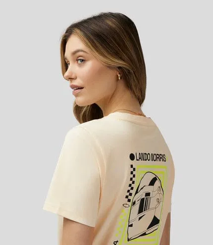 McLaren F1 Womens Lando Norris Special Edition Silverstone GP T-Shirt - Beige Color, Stylish Design, Perfect for Fans.