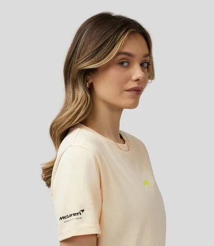 McLaren F1 Womens Lando Norris Special Edition Silverstone GP T-Shirt - Beige Color, Stylish Design, Perfect for Fans.