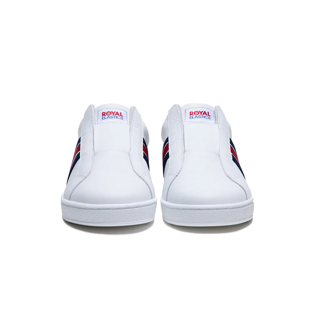 Men's Bishop White Red Blue Leather Sneakers 01722-015