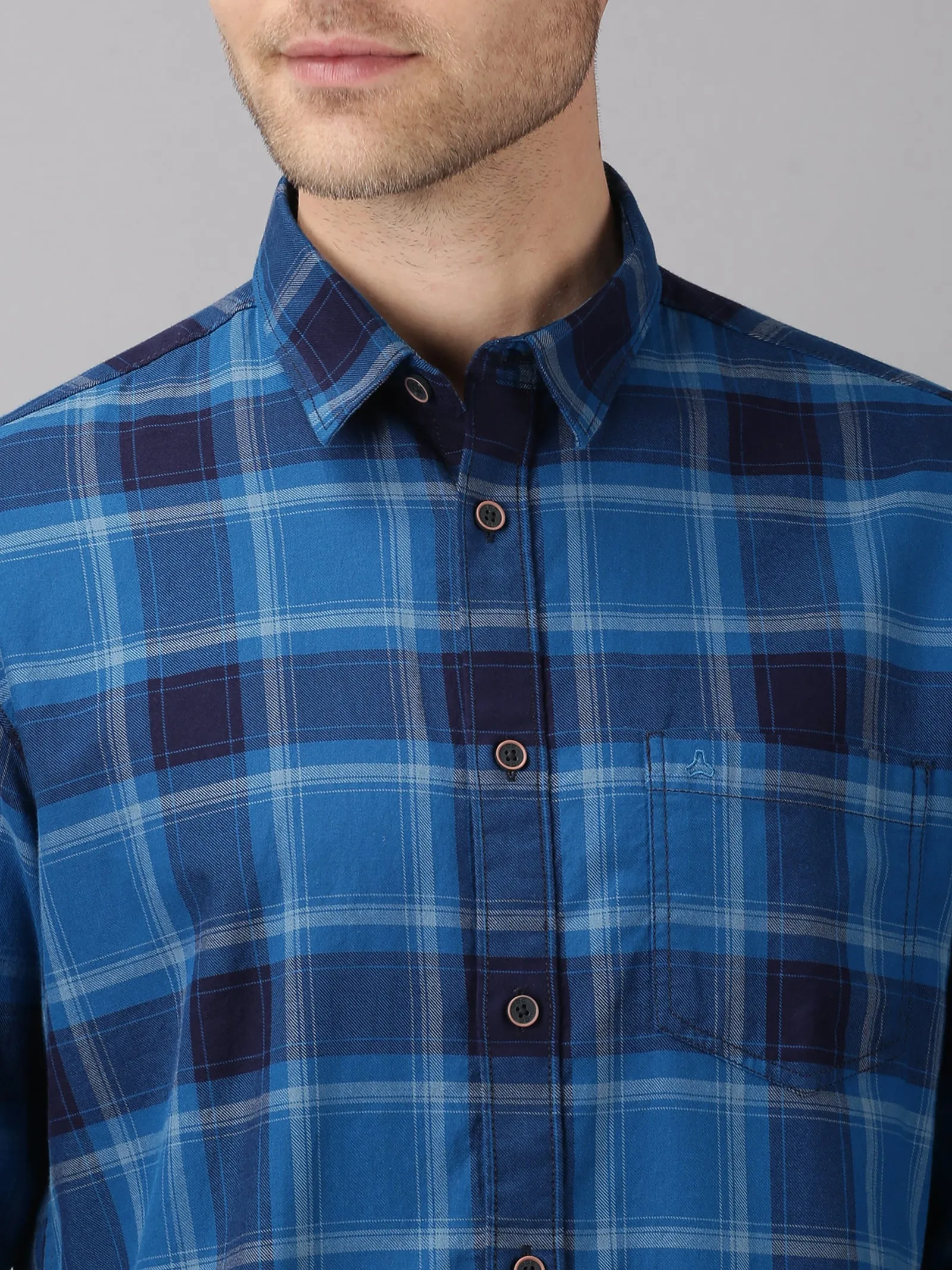 MEN'S BLUE CHECK SLIM FIT SHIRT