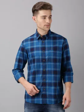 MEN'S BLUE CHECK SLIM FIT SHIRT