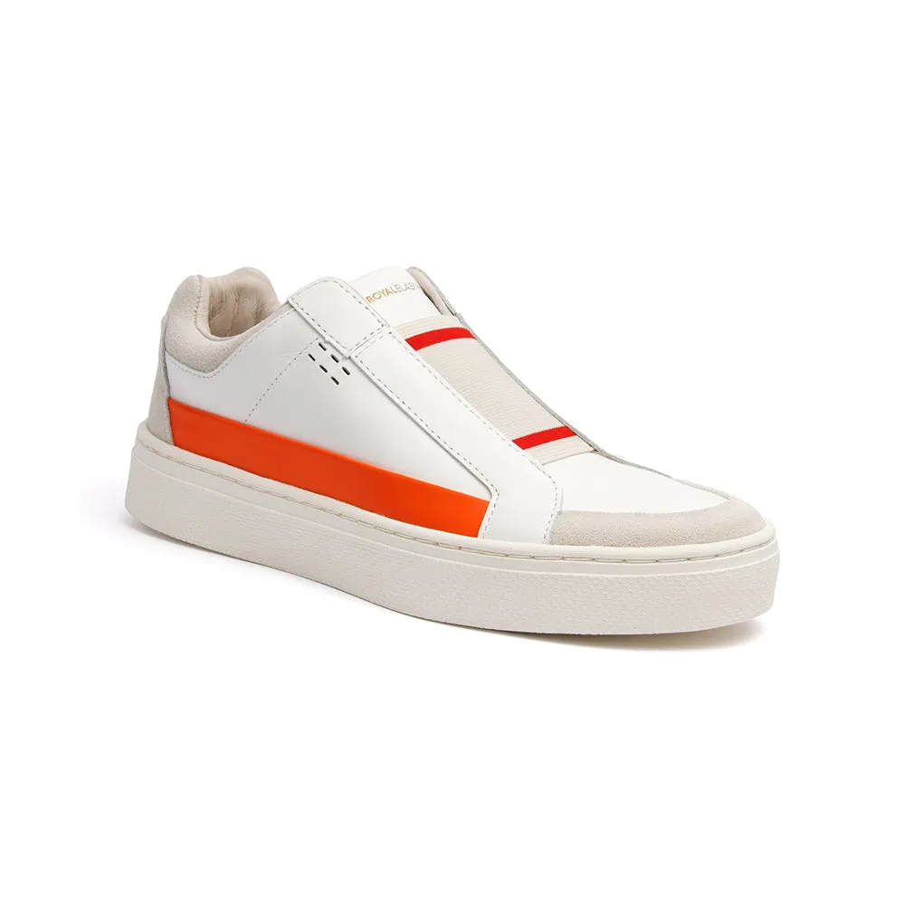 Men's King White Orange Leather Sneakers 04291-020