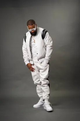 Men's Liam Leather Track Suit [White/Black]