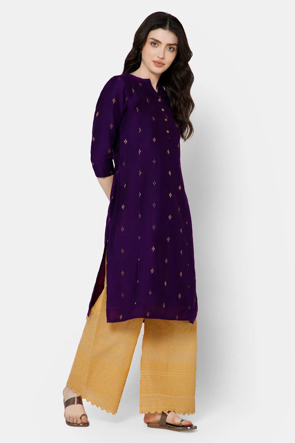 Mythri Women's Straight Ethnic kurta - Purple - KU63