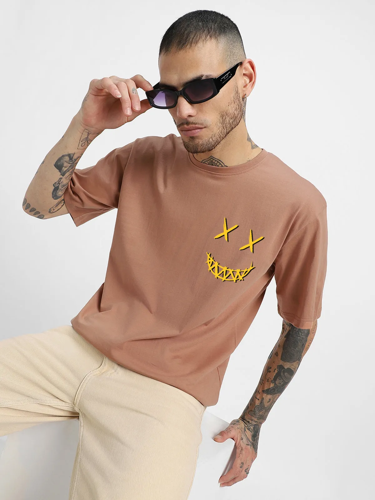 NOISE Cork Oversized Puff Printed Tshirt