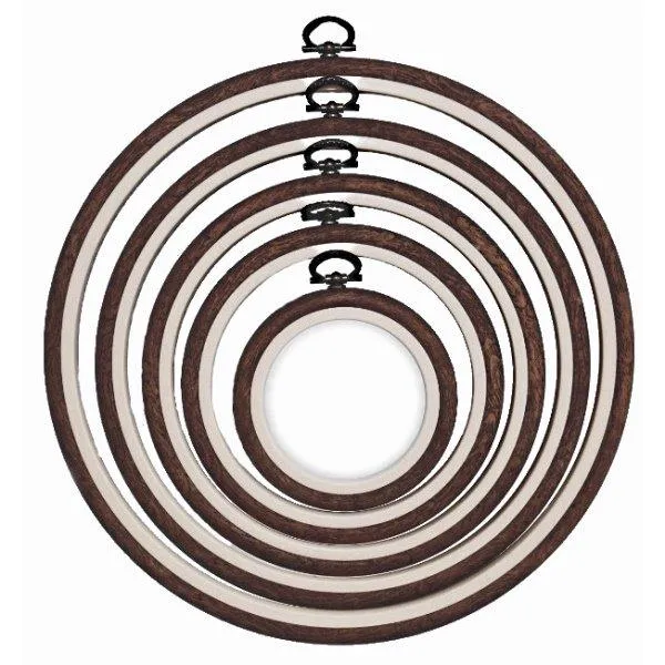 Nurge Flexi Embroidery Hoop ROUND, Woodgrain finish color