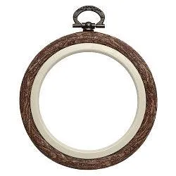 Nurge Flexi Embroidery Hoop ROUND, Woodgrain finish color