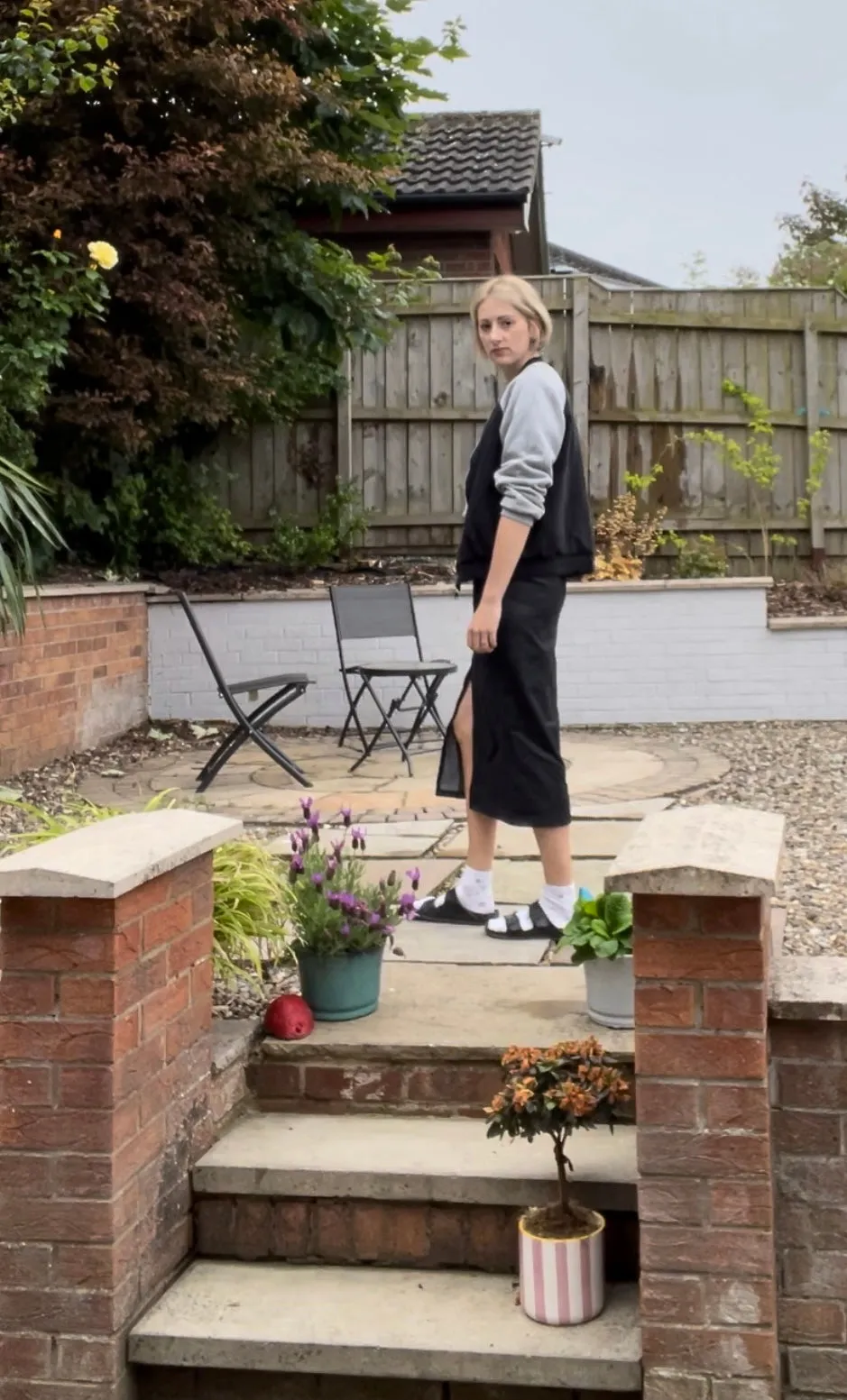 Organic Colour Block Bomber in Grey & Black