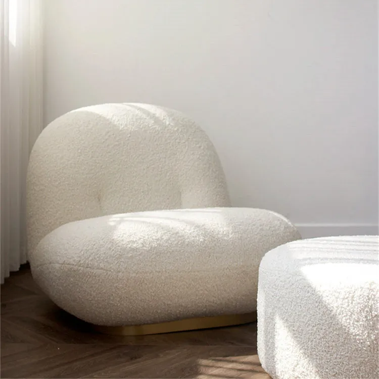 Pacha Style White Boucle Swivel Chair