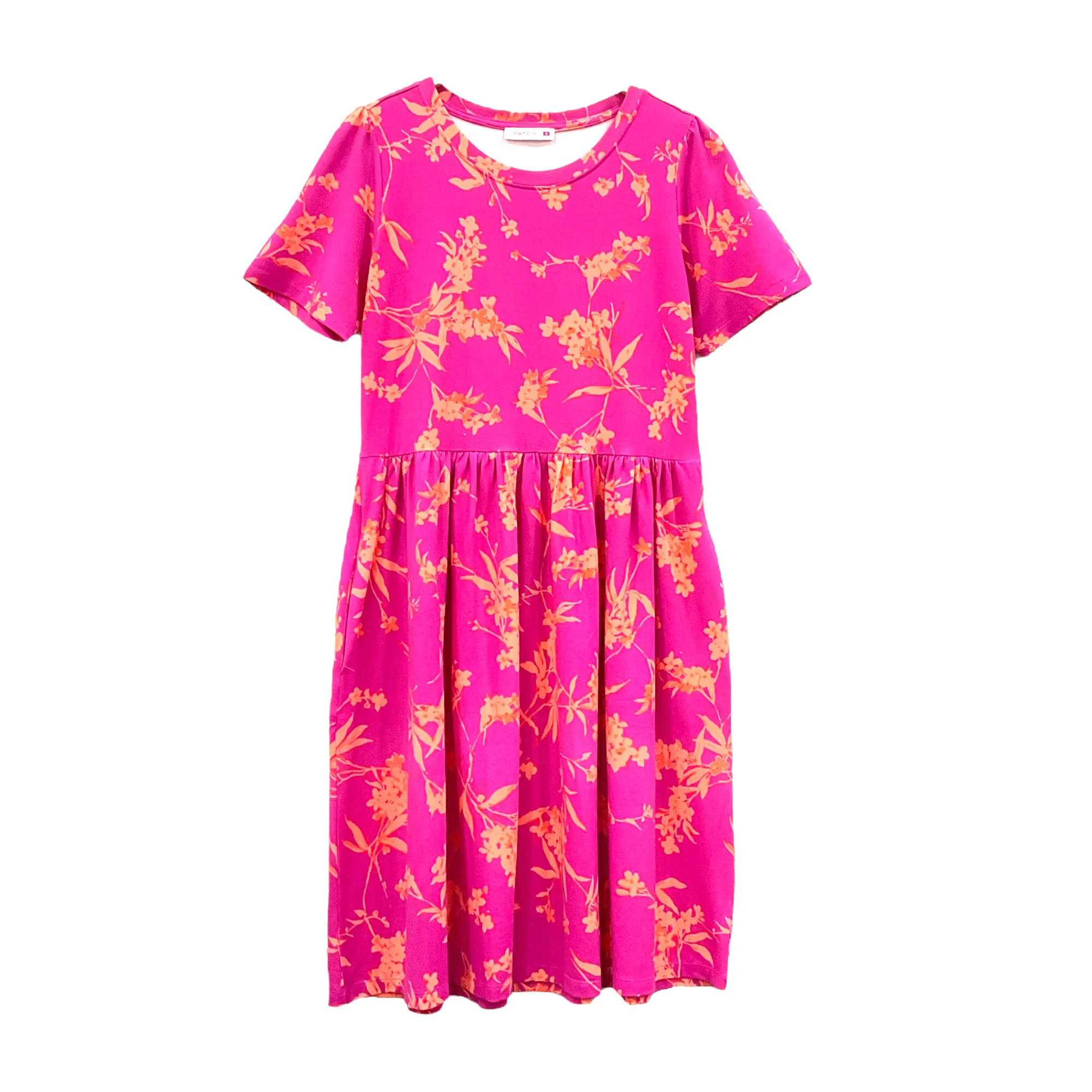 Patch Women's Short Sleeve Round Neck Floral Printed Dress