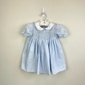 Petit Ami Smocked Short Sleeve Blue Dress 9 Months