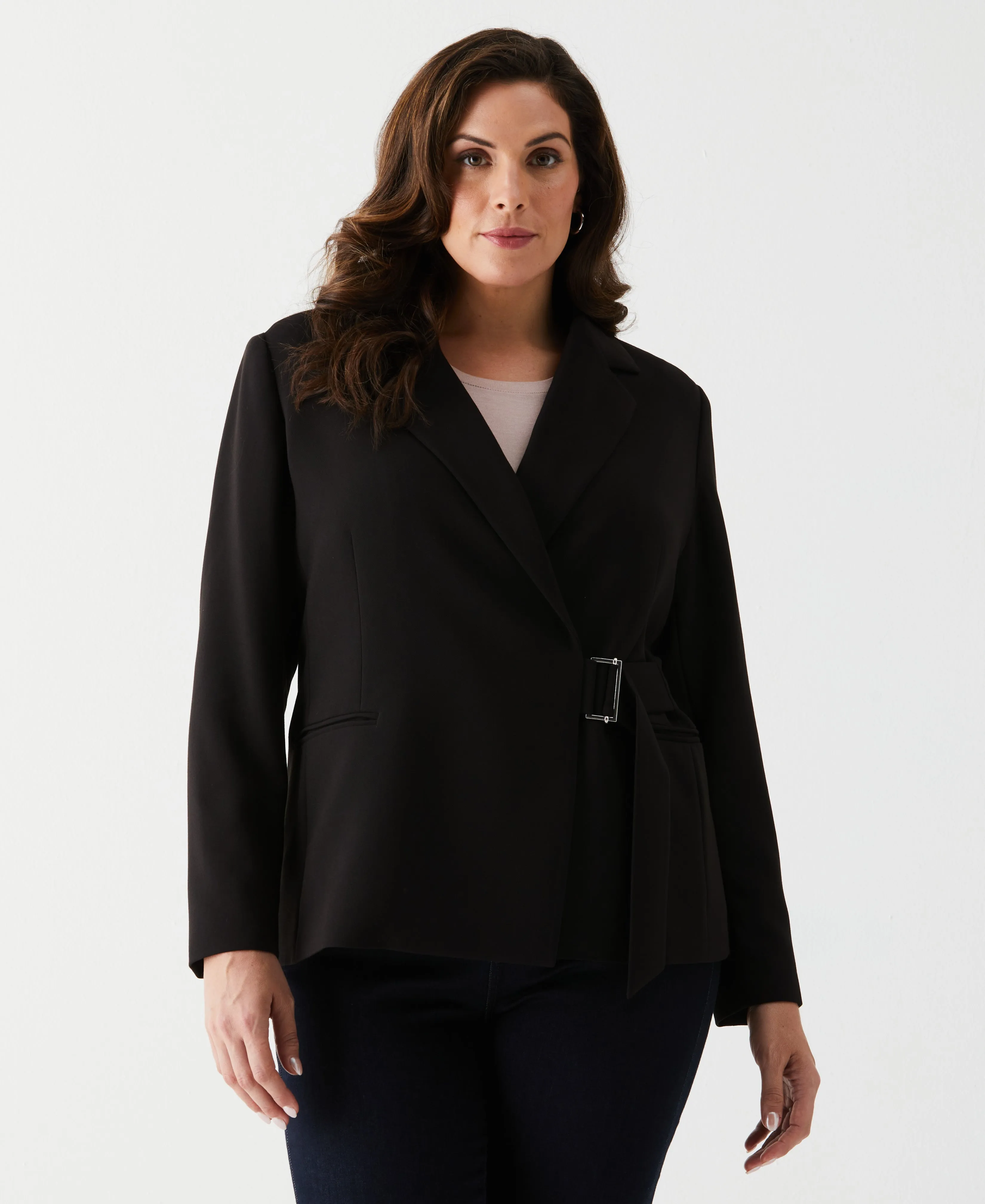 Plus Size Double Breasted Tie Wrap Blazer