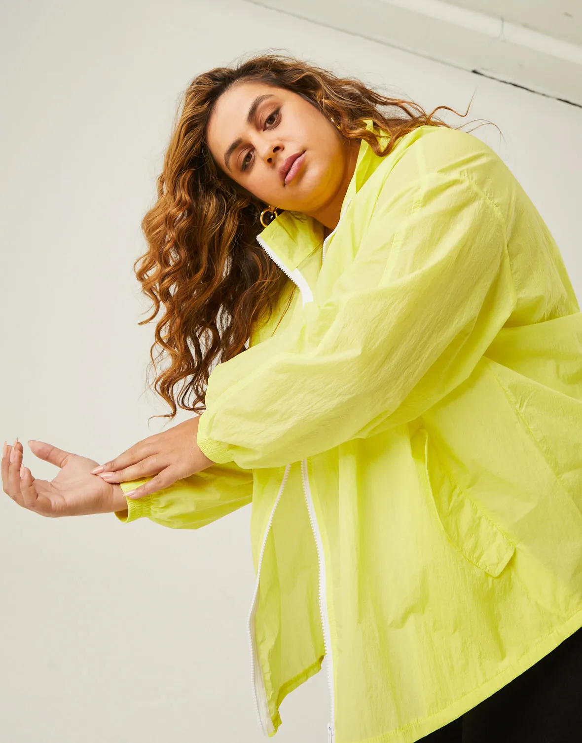 Plus Size Zip Up Windbreaker Jacket